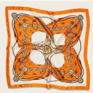 Chain Large Print Boho Orange Scarf